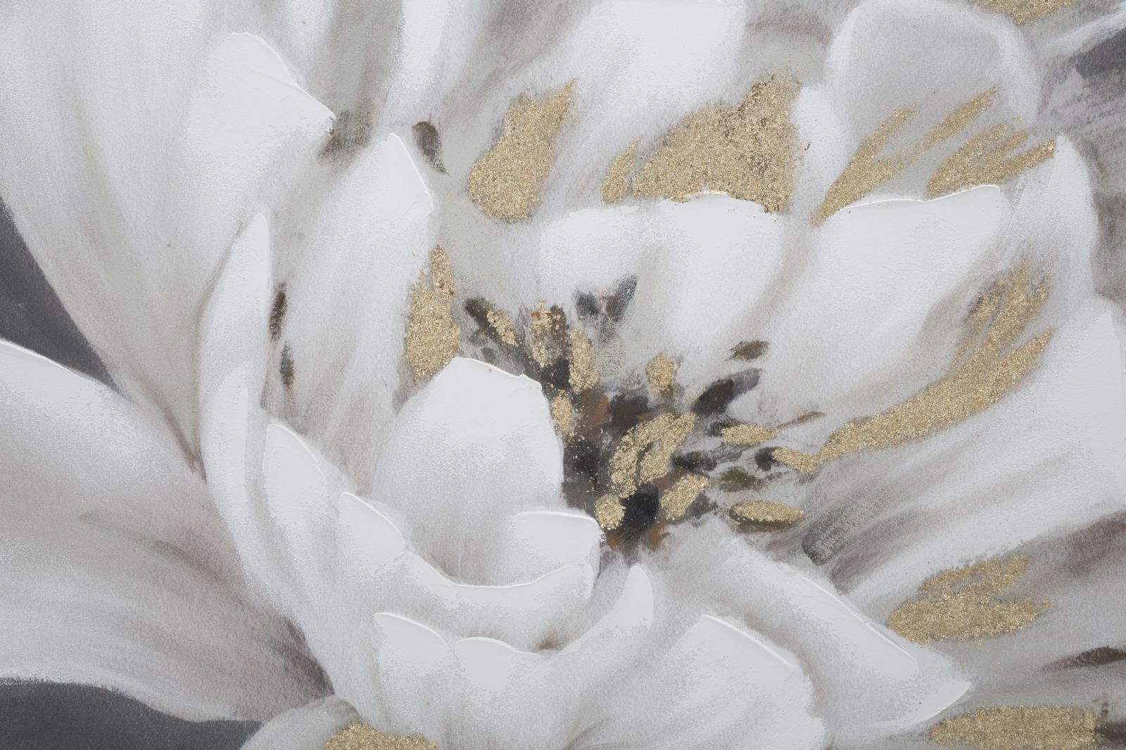 DIPINTO SU TELA WHITE/GOLD FLOWER CM 80X3,7X100 - immagine 3