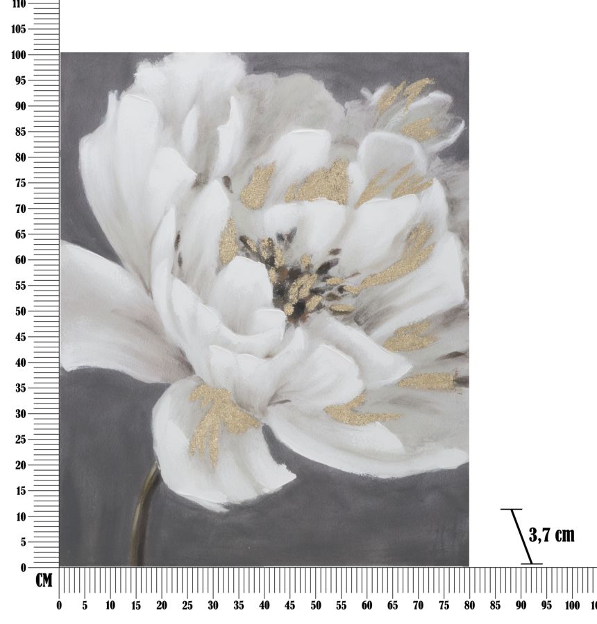 DIPINTO SU TELA WHITE/GOLD FLOWER CM 80X3,7X100 - immagine 6