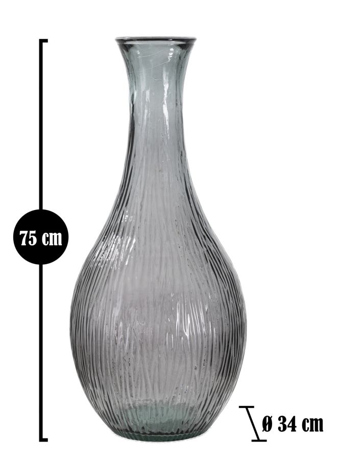 VASO JARRON ARABE LOW VETRO RICICLATO FUMO CM Ø 34X75 (MADE IN SPAIN) - immagine 6