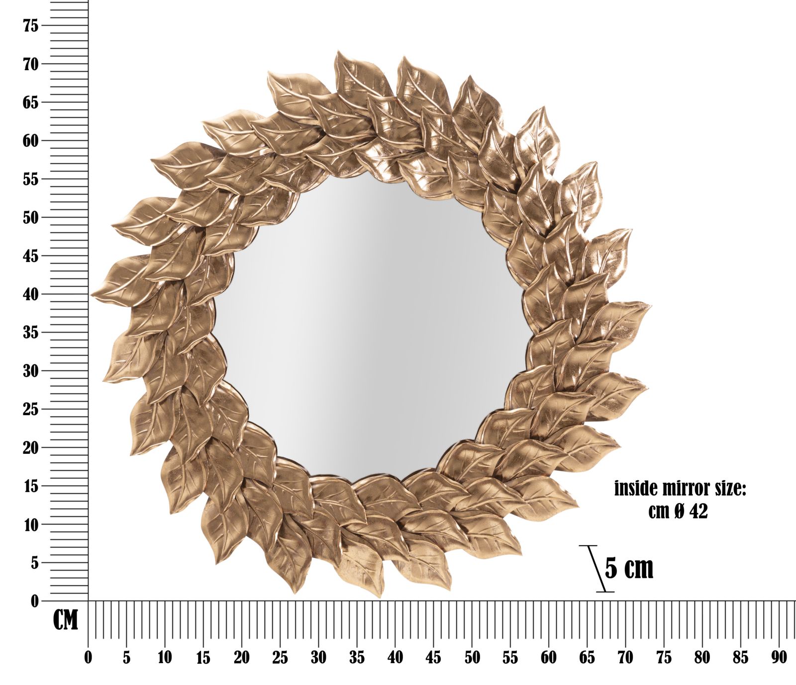 SPECCHIO DA MURO GLAM PETAL RAME CM Ø 73X5 - immagine 6