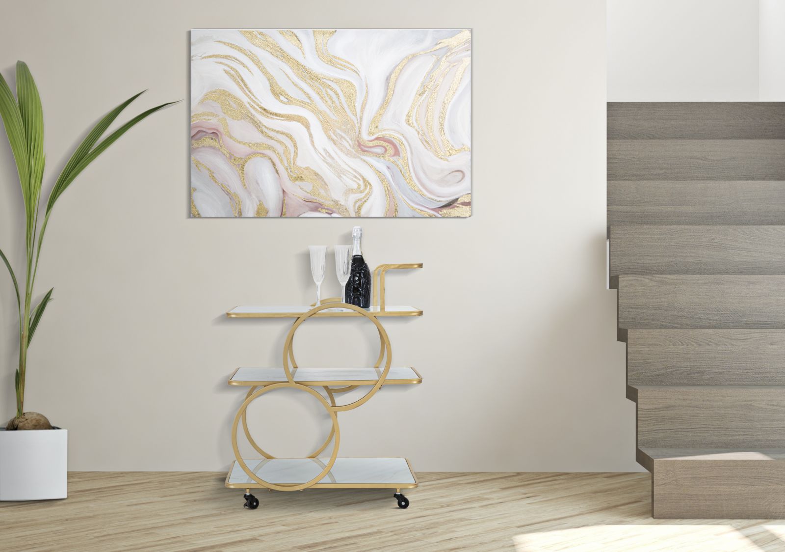 CARRELLO MARBLE GLASS CM 64X46X79 - immagine 6