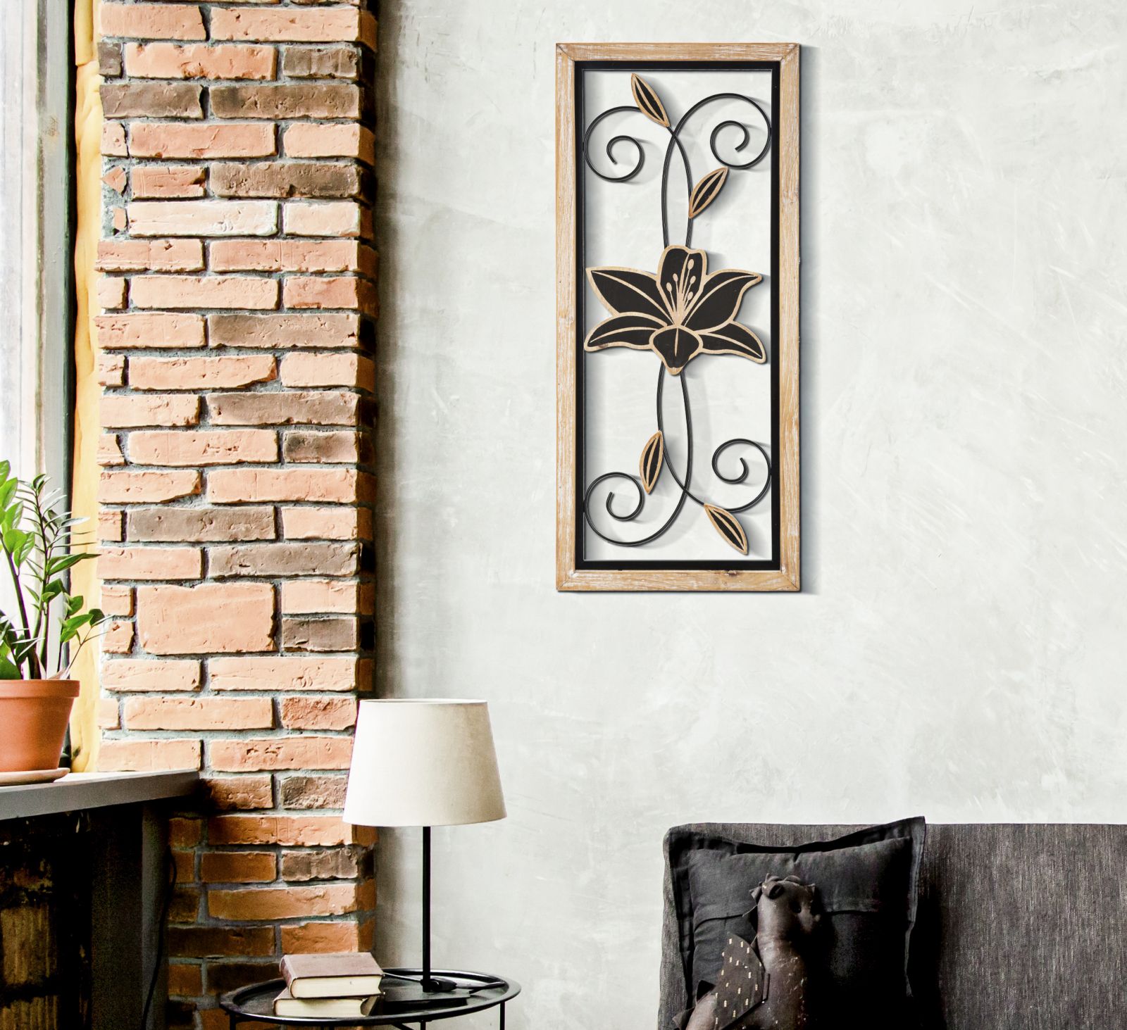 PANNELLO IN FERRO E LEGNO KOMAN -B- CM 26X2,5X60 - immagine 5