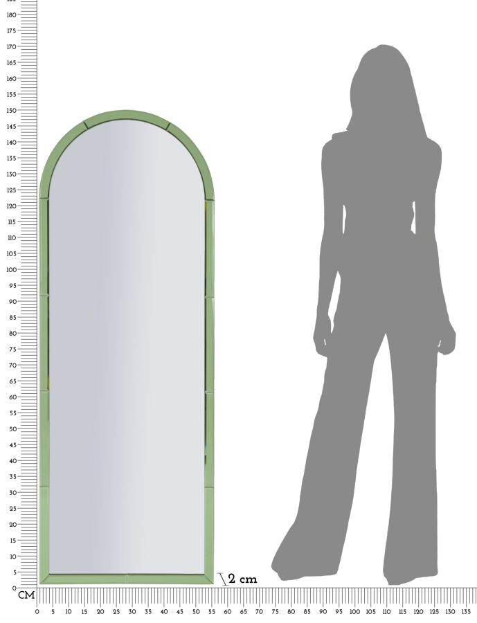 SPECCHIO DA MURO BAKU VERDE CM 55X2X150 (MISURA SPECCHIO CM 49X144) - immagine 8