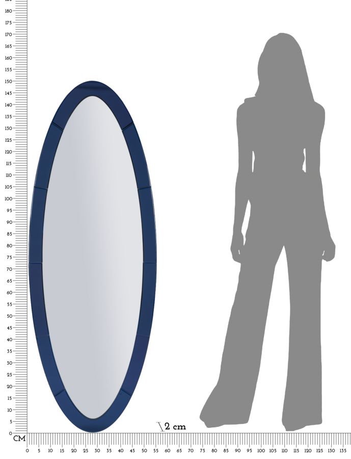 SPECCHIO DA MURO AMMAN BLU CM 55X2X150 (MISURA SPECCHIO CM 42,5X137,5) - immagine 7