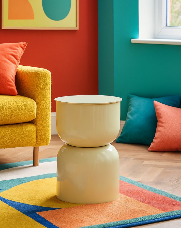 TAVOLINETTO IN METALLO OYI CREMA CM Ø 31X46 - immagine 5