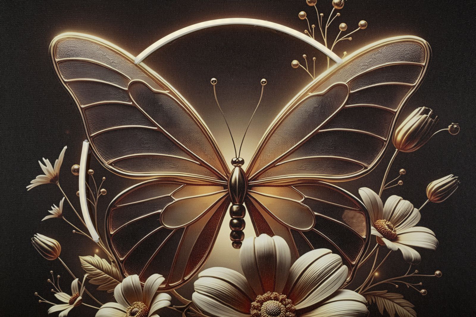 STAMPA C/LED SU TELA LACCATA C/CORNICE BUTTERFLY CM 50X4X50 ALIMENTAZIONE USB - immagine 3