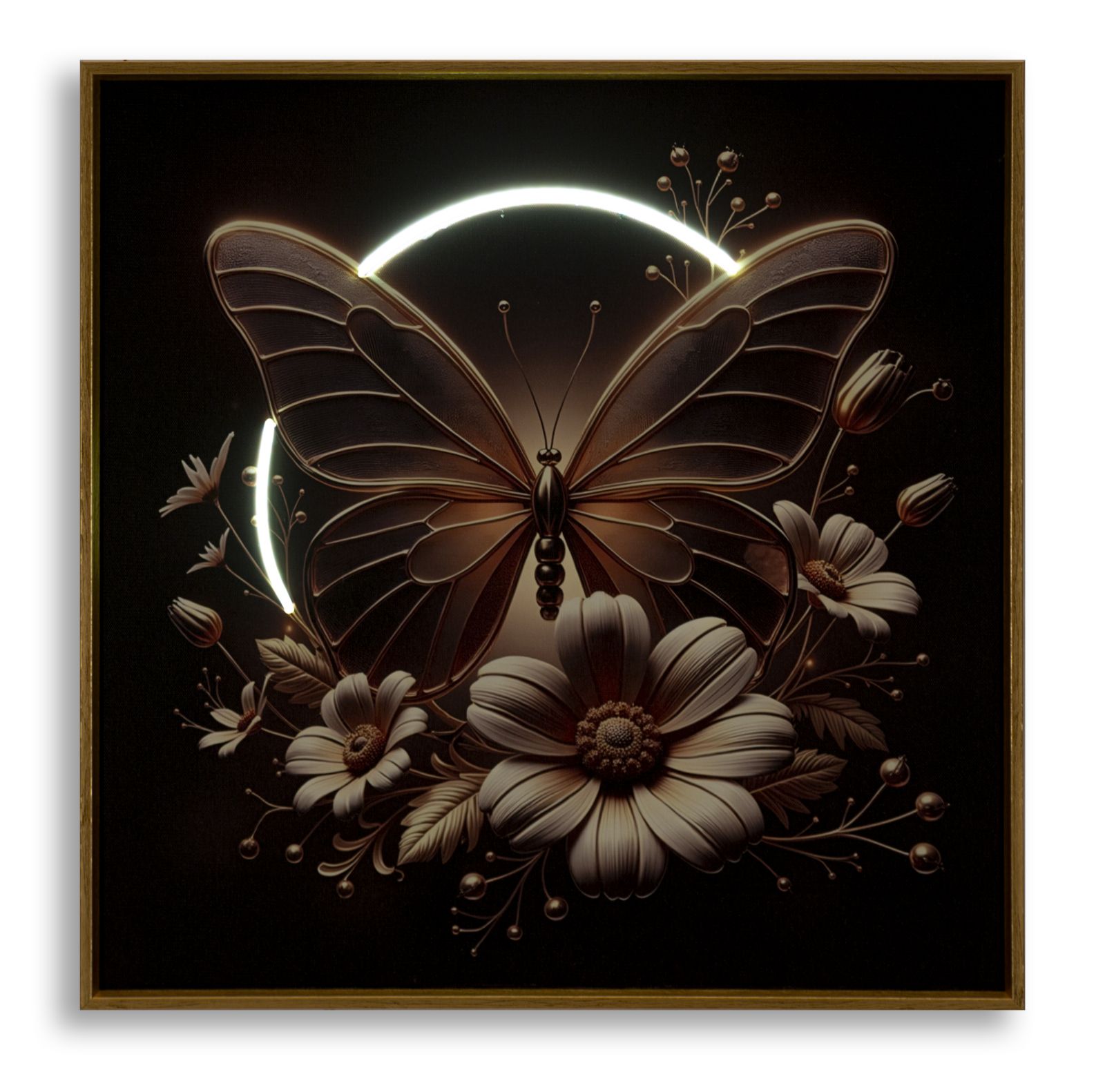 STAMPA C/LED SU TELA LACCATA C/CORNICE BUTTERFLY CM 50X4X50 ALIMENTAZIONE USB - immagine 5