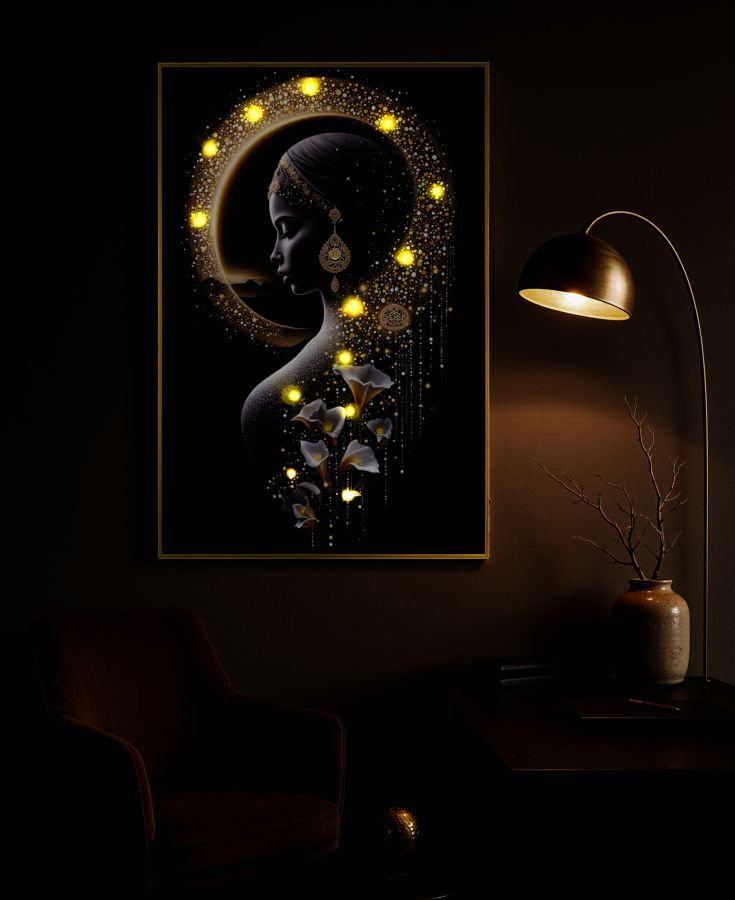 STAMPA C/LED SU TELA LACCATA C/CORNICE INDA CM 60X3,5X90 ALIMENTAZIONE BATTERIE - immagine 8