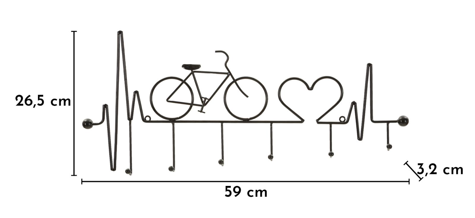 APP/ABITI DA MURO BICICLETTA NERO CM 59X3,2X26,5 - immagine 6