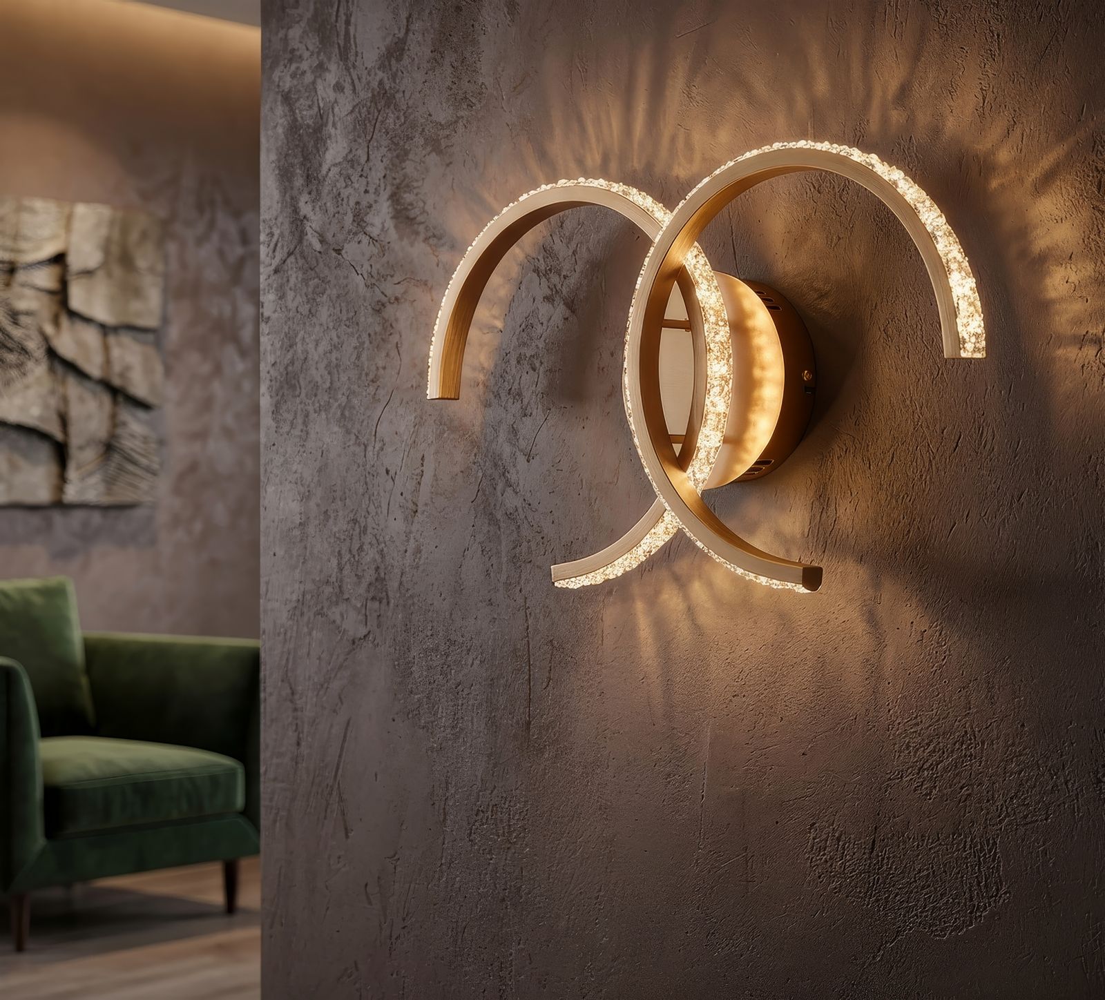 LAMPADA DA MURO LED DOUBLE C CM 41X8,5X24 (LUCE CON 3 TEMPERATURE DI COLORE) - immagine 5