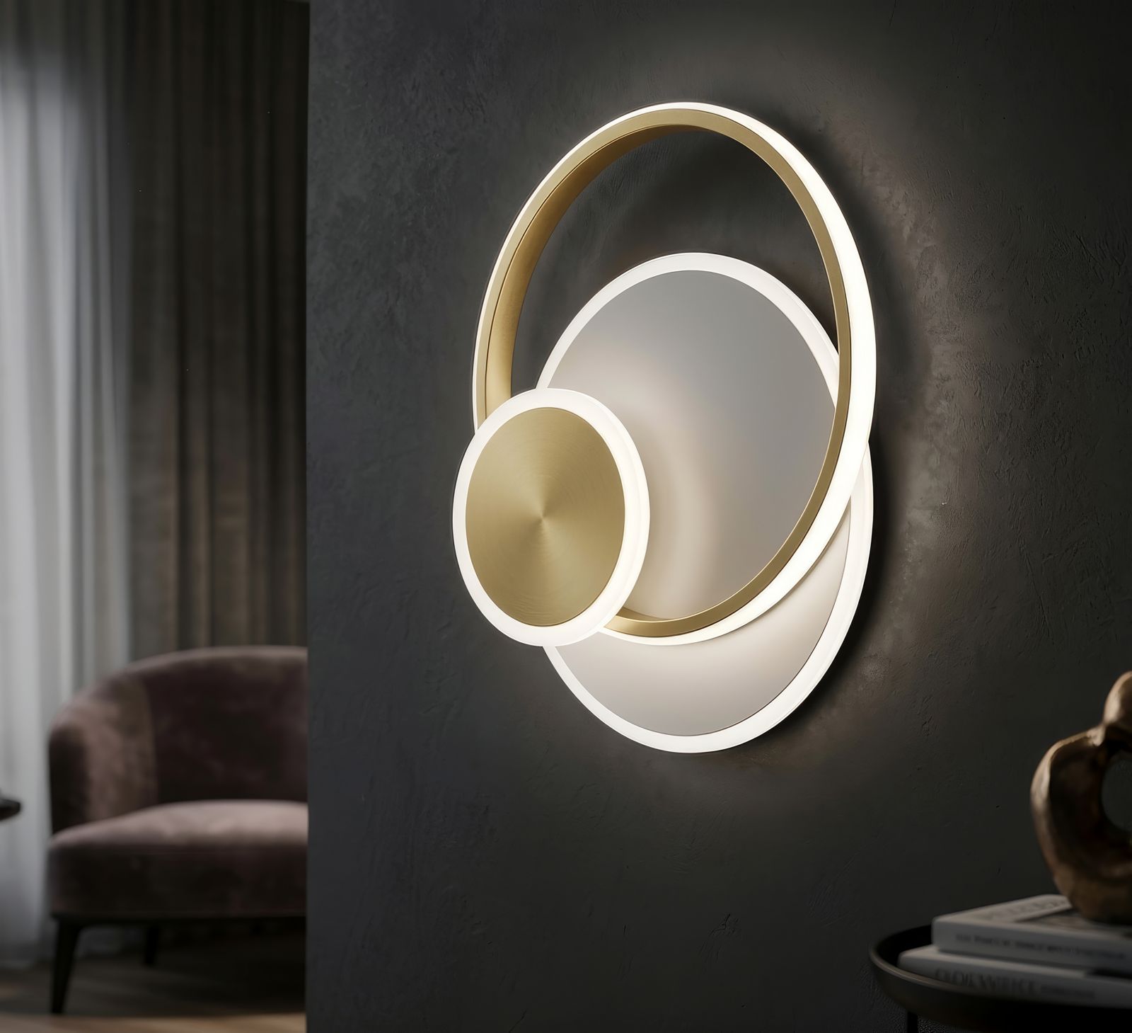 LAMPADA DA MURO LED DISH CM 29X6,5X34 (LUCE CON 3 TEMPERATURE DI COLORE) - immagine 5