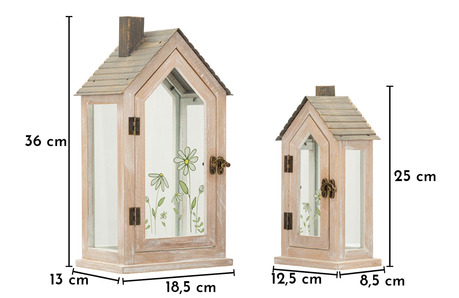 LANTERNE HOME FLOWER COPPIA CM 18X13X36-12,5X8,5X25 (VETRO TEMPERATO) - immagine 8