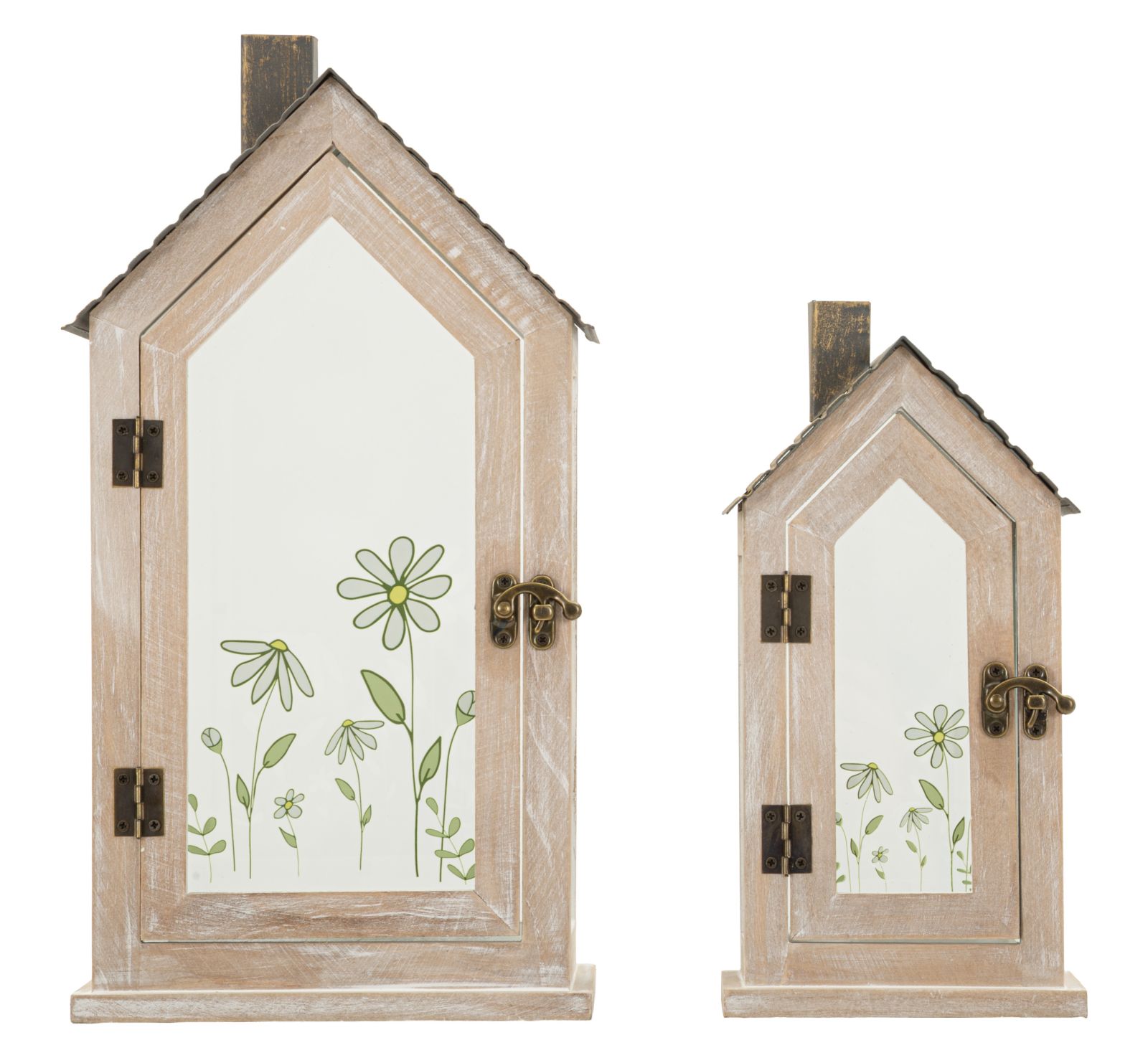 LANTERNE HOME FLOWER COPPIA CM 18X13X36-12,5X8,5X25 (VETRO TEMPERATO) - immagine 2