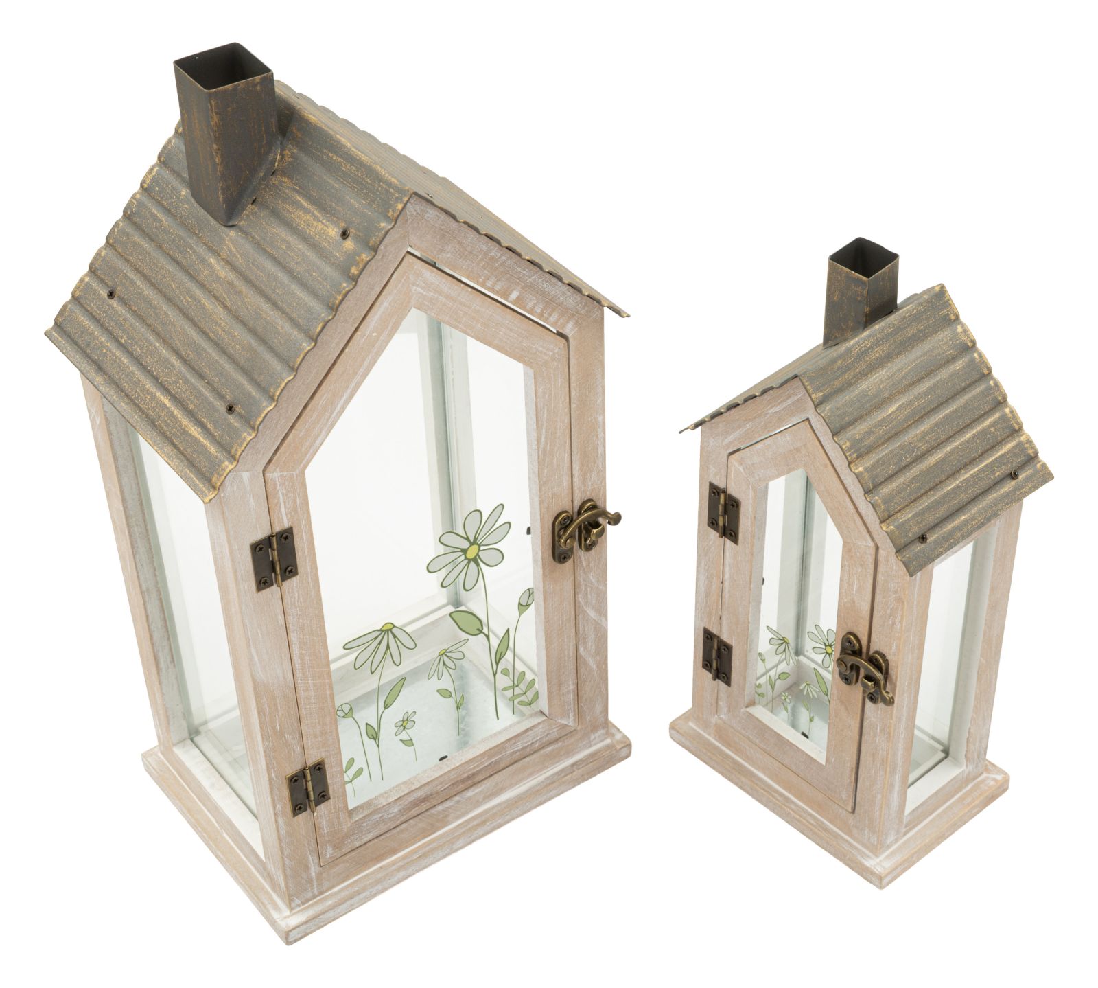 LANTERNE HOME FLOWER COPPIA CM 18X13X36-12,5X8,5X25 (VETRO TEMPERATO) - immagine 4
