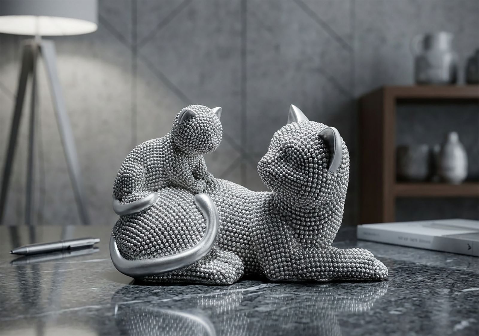 GATTO SPARKY CON CUCCIOLO CM 19X9X13 MIN 2 - immagine 5