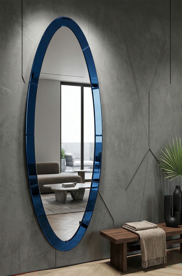 SPECCHIO DA MURO AMMAN BLU CM 55X2X150 (MISURA SPECCHIO CM 42,5X137,5) - immagine 6