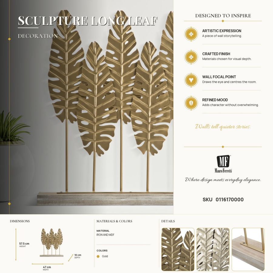 SCULTURA LONG LEAF CM 47X10X57,5 - immagine 7
