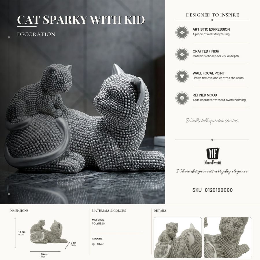 GATTO SPARKY CON CUCCIOLO CM 19X9X13 MIN 2 - immagine 7