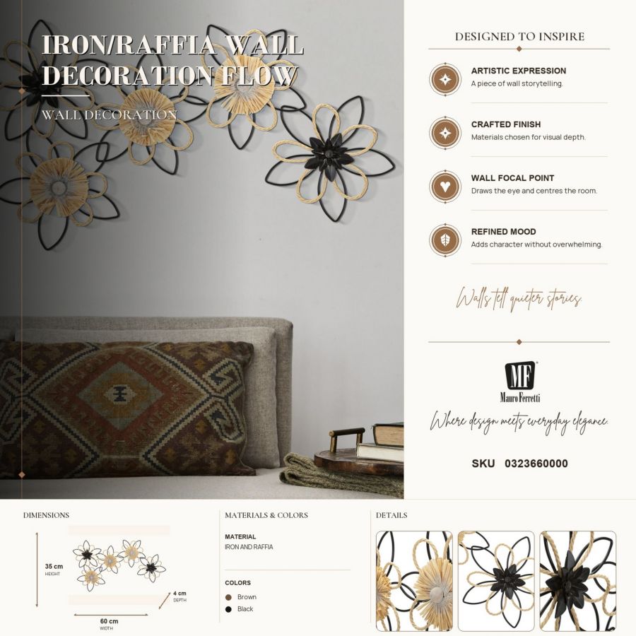 PANNELLO IN FERRO E RAFFIA FLOW CM 60X4X35 - immagine 7