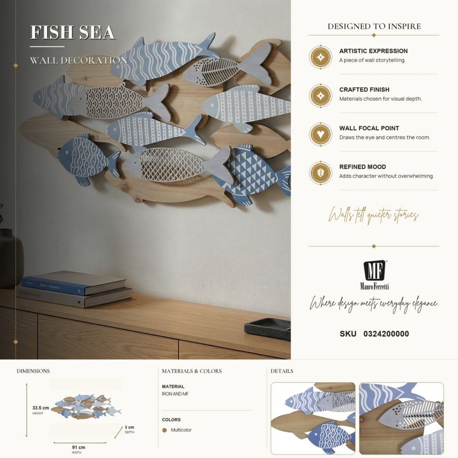 PANNELLO DA MURO FISH SEA CM 91X3X33,5 - immagine 7