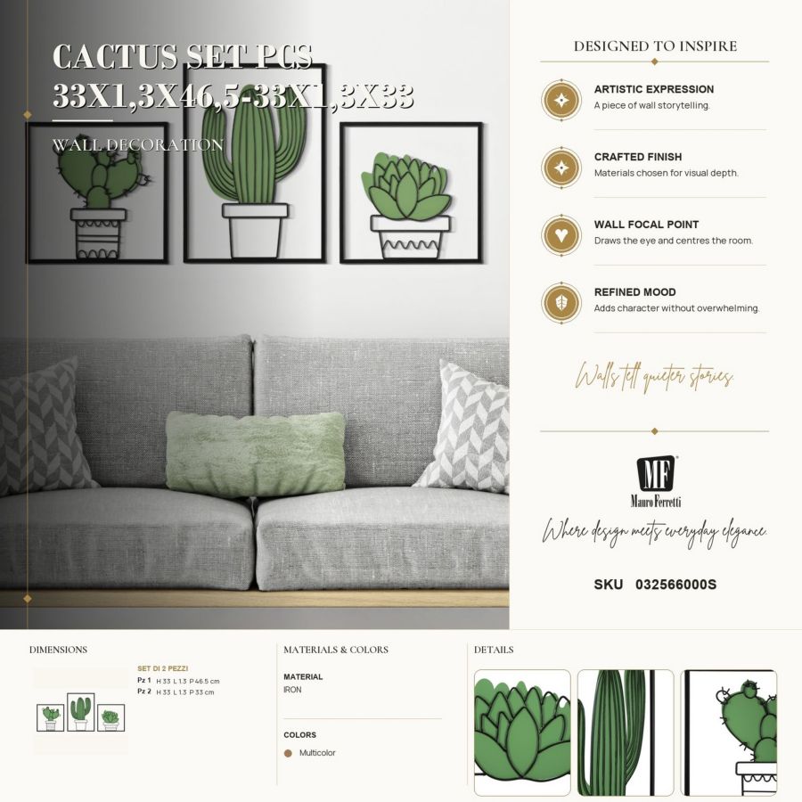 PANNELLO DA MURO CACTUS SET 3PZ 33X1,3X46,5-33X1,3X33 - immagine 7