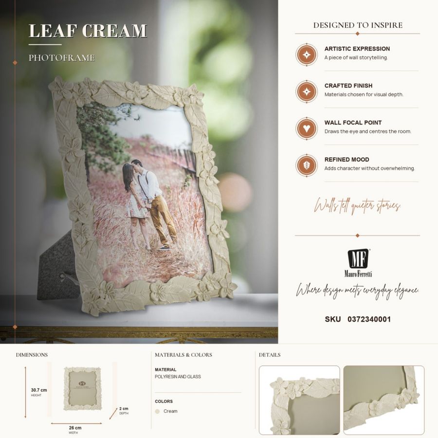CORNICE LEAF CREAM CM 26X2X30,7 (MISURA INTERNA CM 20X25) MIN 2 - immagine 7