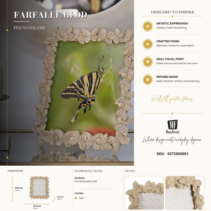 CORNICE FARFALLE GLOD CM 27,5X2,6X32,5 (MISURA INTERNA CM 20X25) MIN 2 - immagine 7