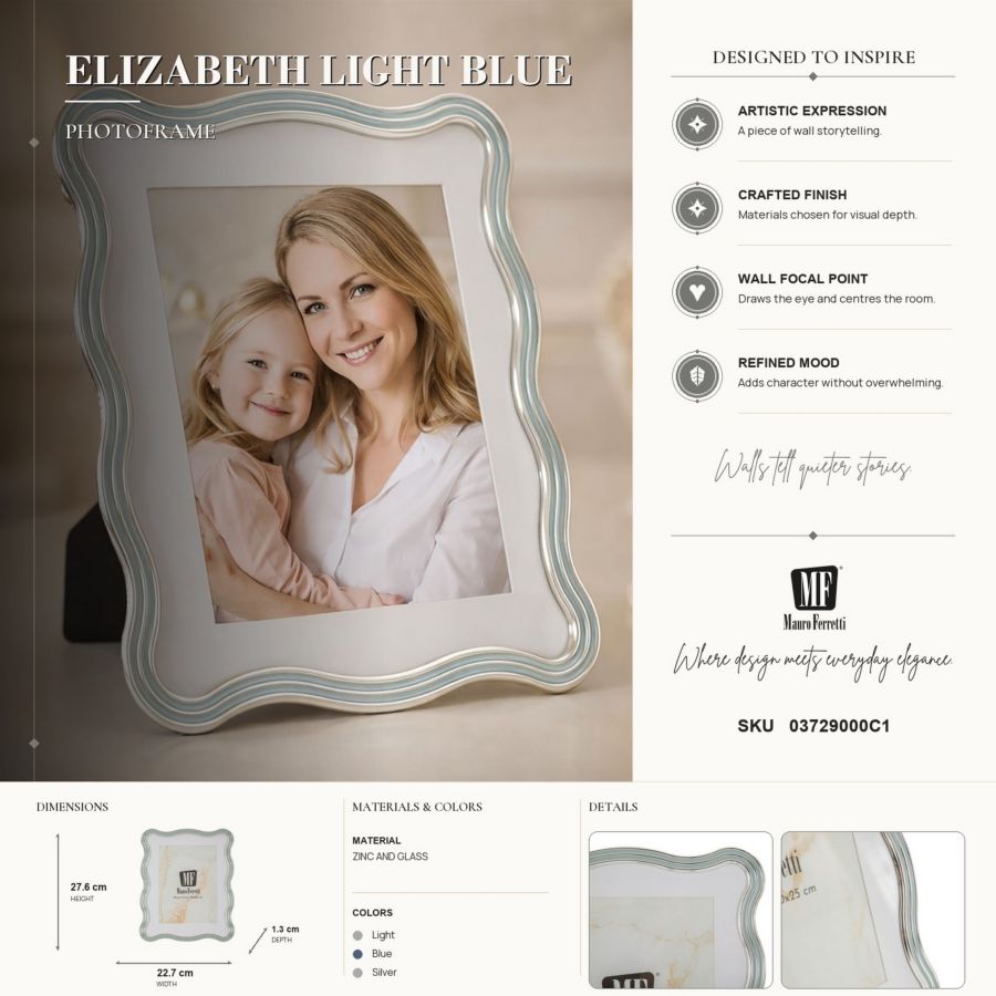 CORNICE ELIZABETH CELESTE CM 22,7X1,3X27,6 (MISURA INTERNA CM 20X25) MIN 2 - immagine 7
