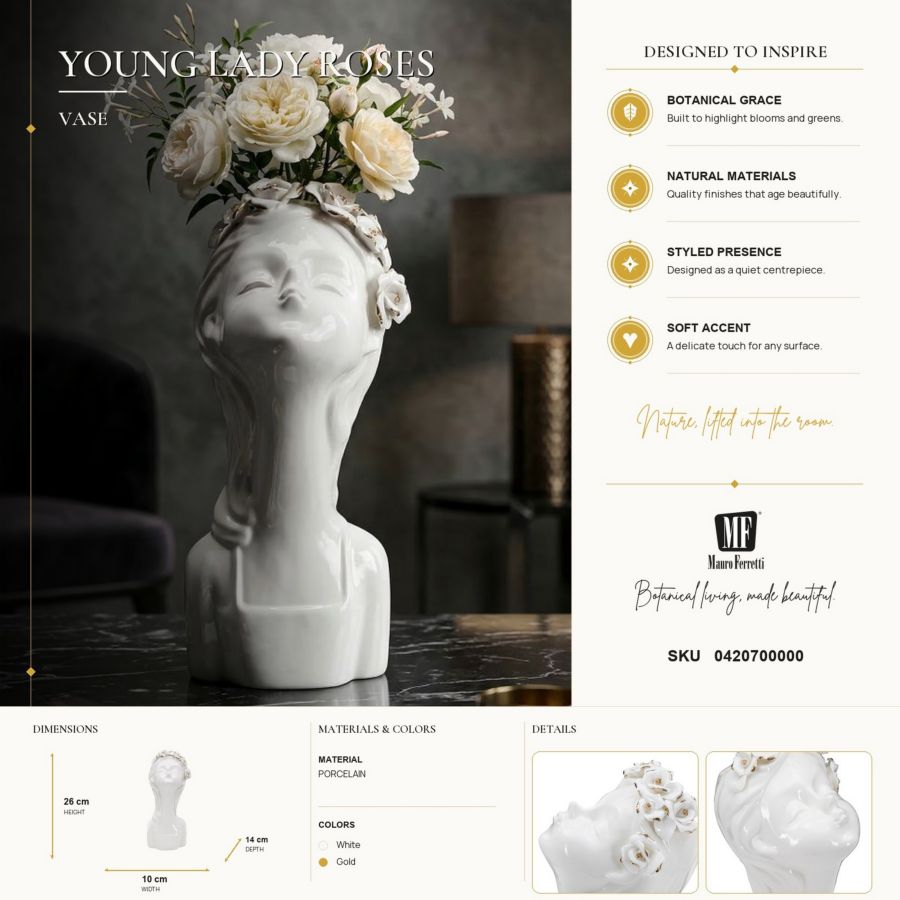 VASO YOUNG LADY ROSES CM 10X14X26 - immagine 8