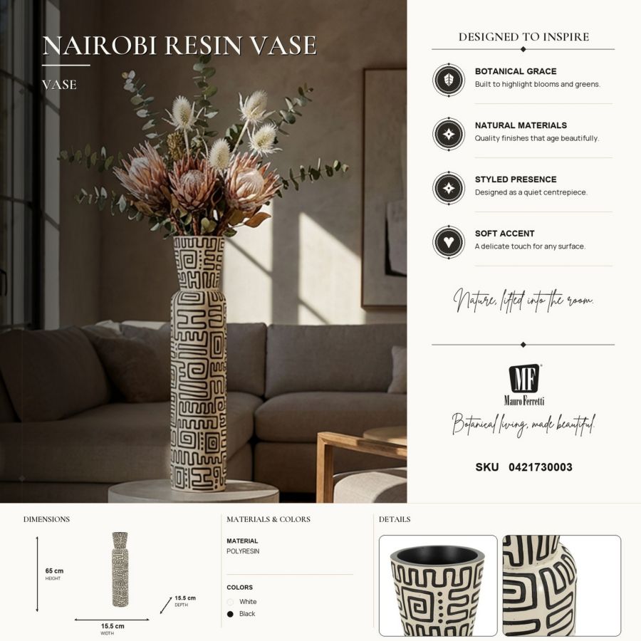 VASO RESINA NAIROBI CM Ø 15,5X65 (APERTURA CM Ø 11,5) - immagine 7
