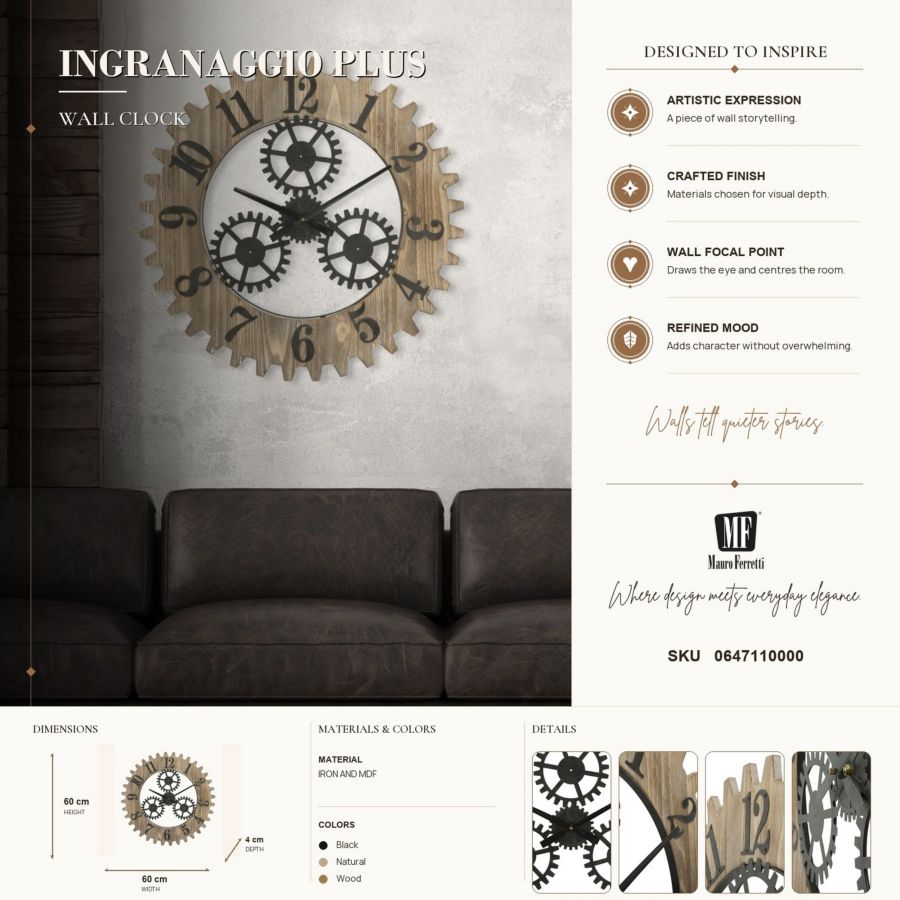 OROLOGIO DA MURO INGRANAGGIO PLUS CM Ø 60X4 - immagine 10