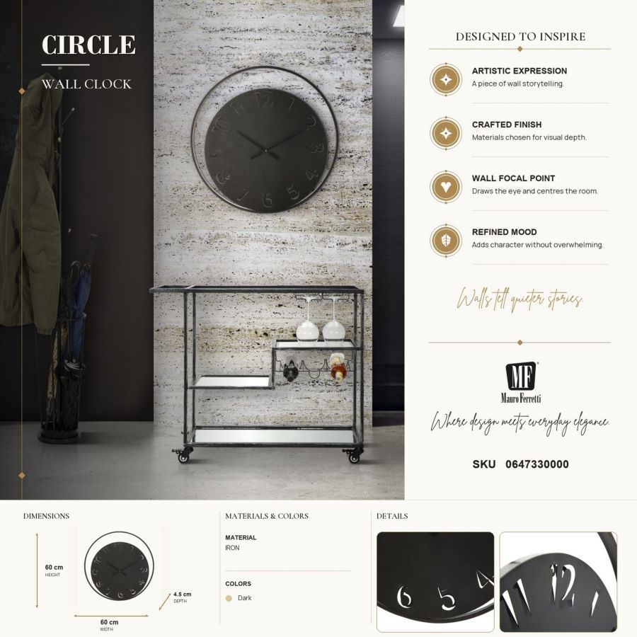 OROLOGIO DA MURO CIRCLE CM Ø 60X4,5 - immagine 7