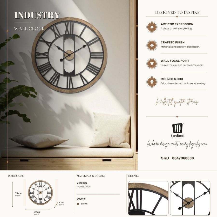 OROLOGIO DA MURO INDUSTRY CM Ø 70X5 - immagine 7