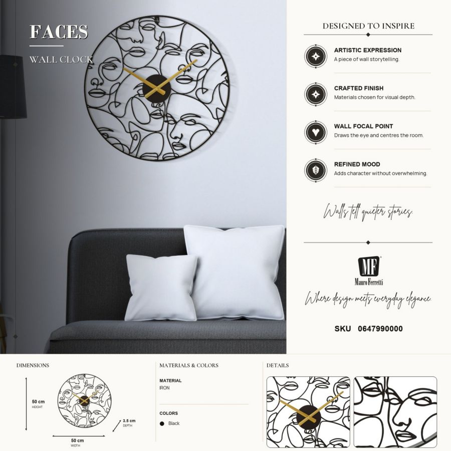 OROLOGIO DA MURO FACES CM Ø 50X3,5 - immagine 7