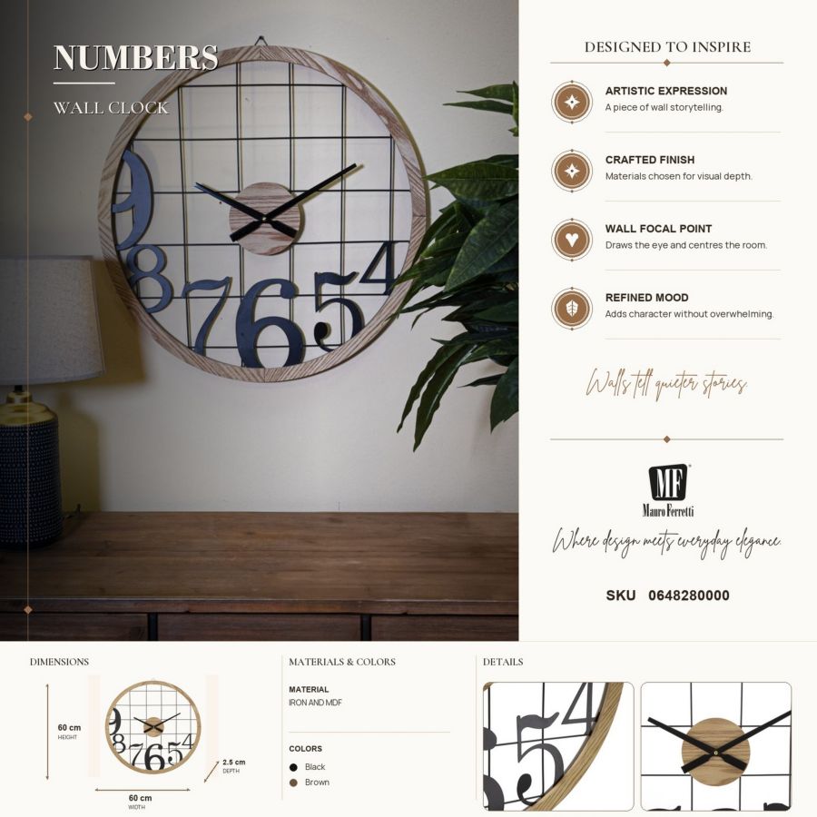 OROLOGIO DA MURO NUMBERS CM Ø 60X2,5 - immagine 7