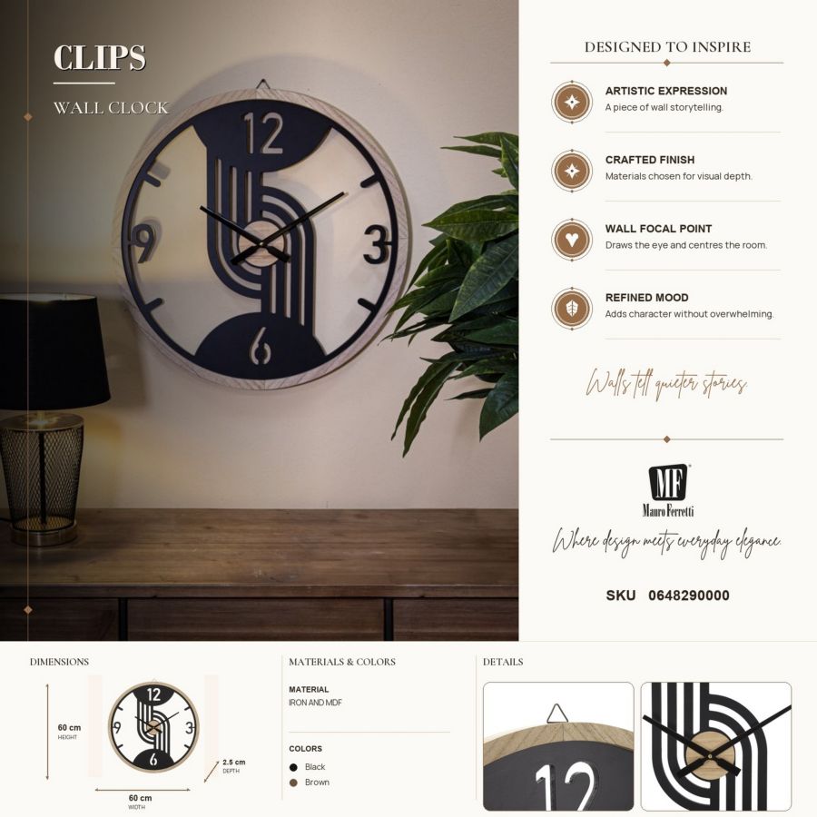 OROLOGIO DA MURO CLIPS CM Ø 60X2,5 - immagine 7