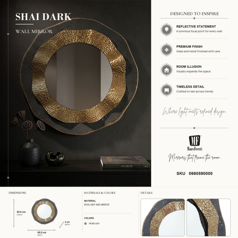SPECCHIO DA MURO SHAI DARK CM Ø 65,5X5 - immagine 7