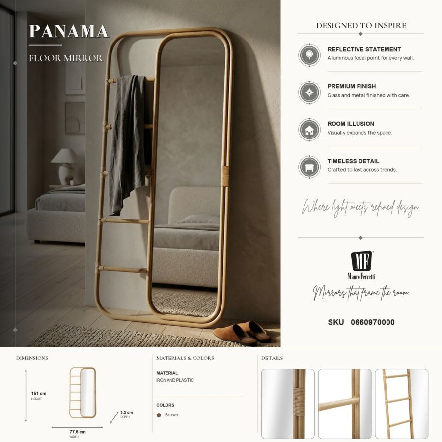SPECCHIO DA TERRA PANAMA CM 77,5X3,3X151 - immagine 8