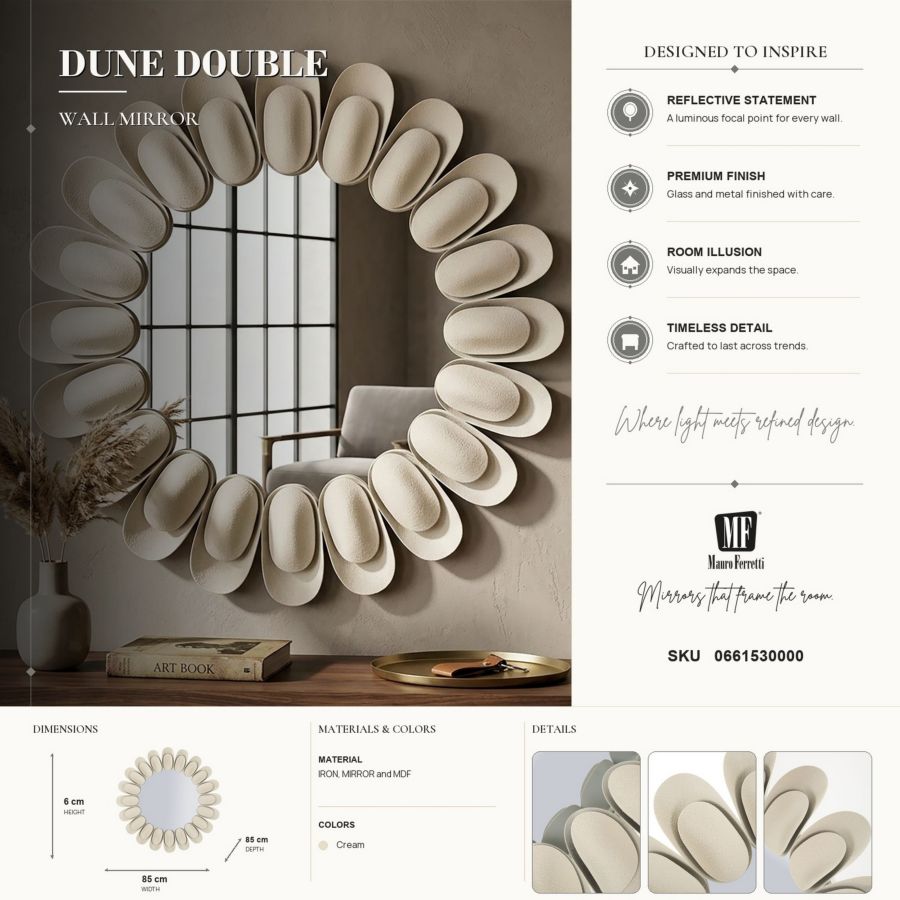 SPECCHIO DA MURO DUNE DOUBLE CM Ø 85X6 (MISURA SPECCHIO CM Ø 50) - immagine 8