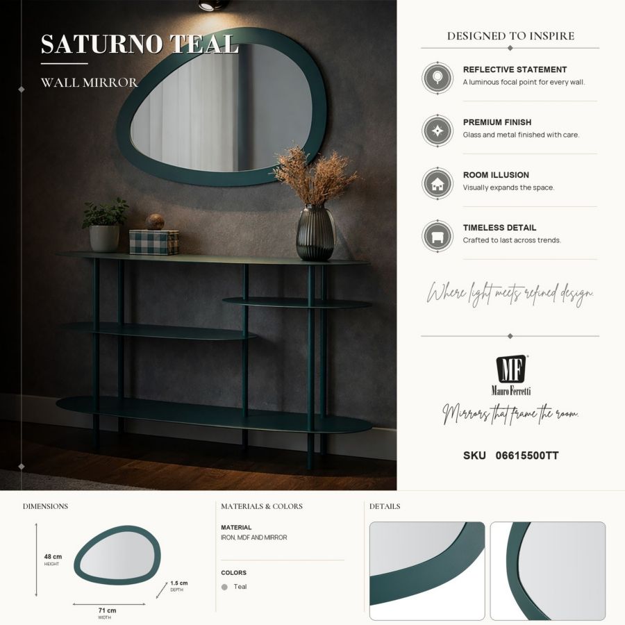 SPECCHIO DA MURO SATURNO OTTANIO CM 71X1,5X48 - immagine 6