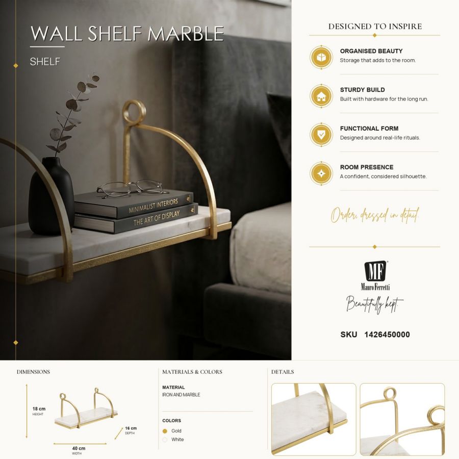 MENSOLA DA MURO MARBLE CM 40X16X18 - immagine 7