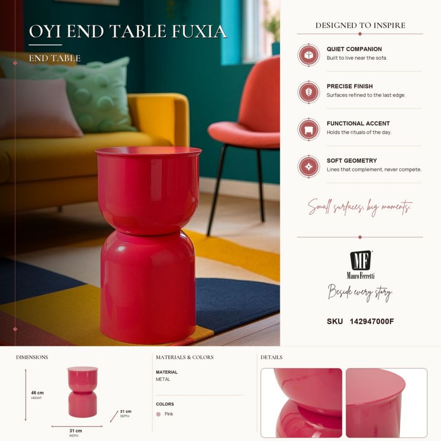 TAVOLINETTO IN METALLO OYI FUXIA CM Ø 31X46 - immagine 7