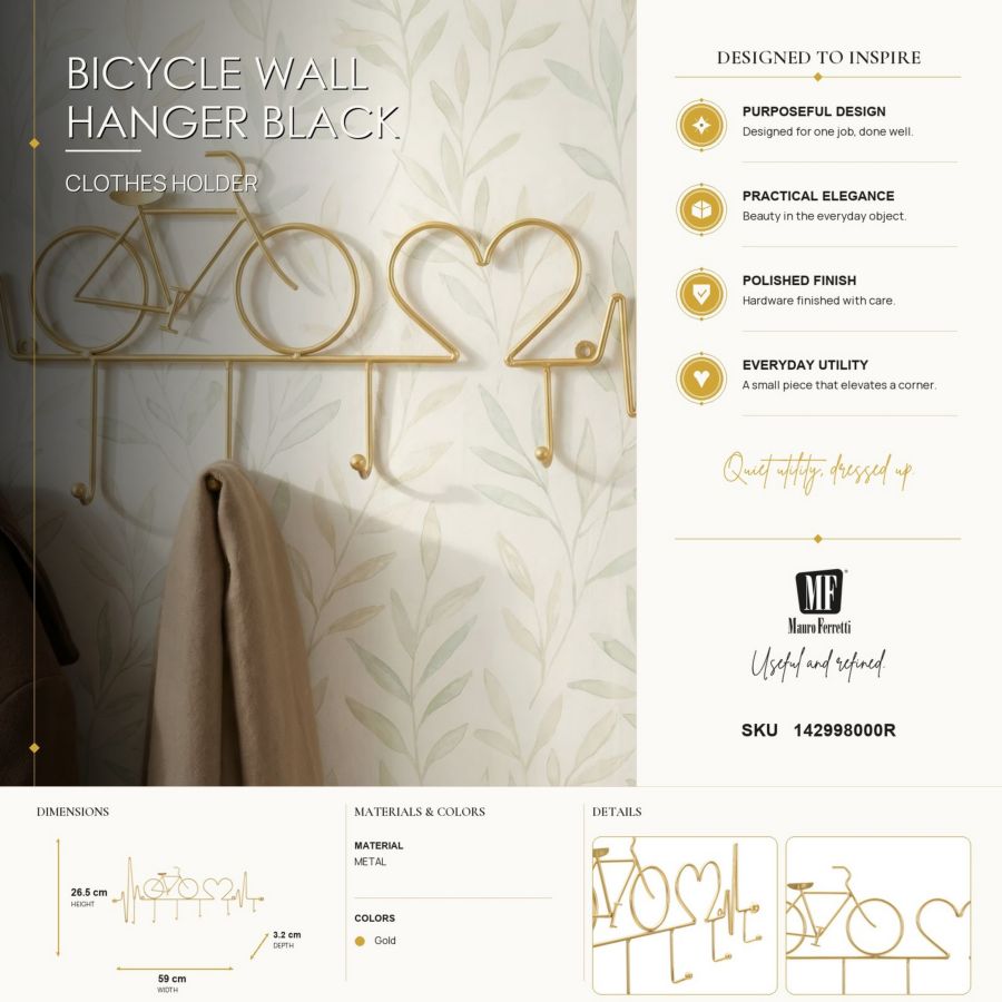 APP/ABITI DA MURO BICICLETTA ORO CM 59X3,2X26,5 - immagine 7