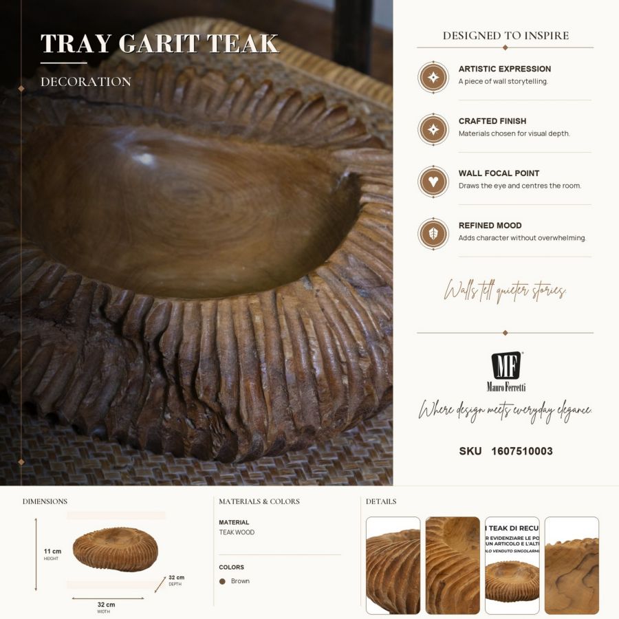 S/TASCHE GARIT IN TEAK RICICLATO CM Ø 32X11 (PEZZI UNICI - NON RIP. IN SERIE) - immagine 11