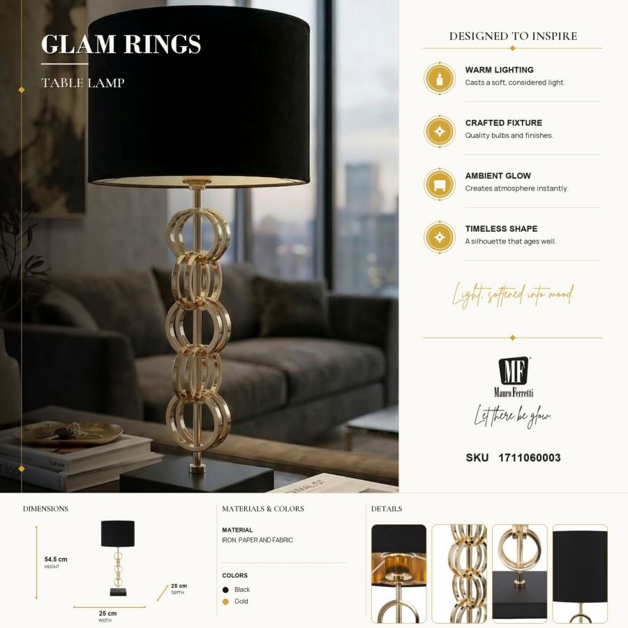 LAMPADA DA TAVOLO GLAM RINGS CM Ø 25X54,5 - immagine 11