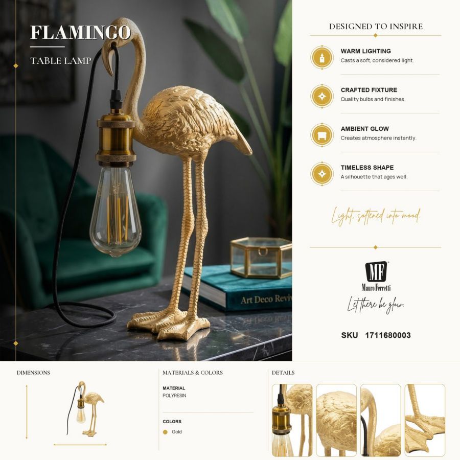 LAMPADA DA TAVOLO FLAMINGO CM 25X11,5X39,5 - immagine 10