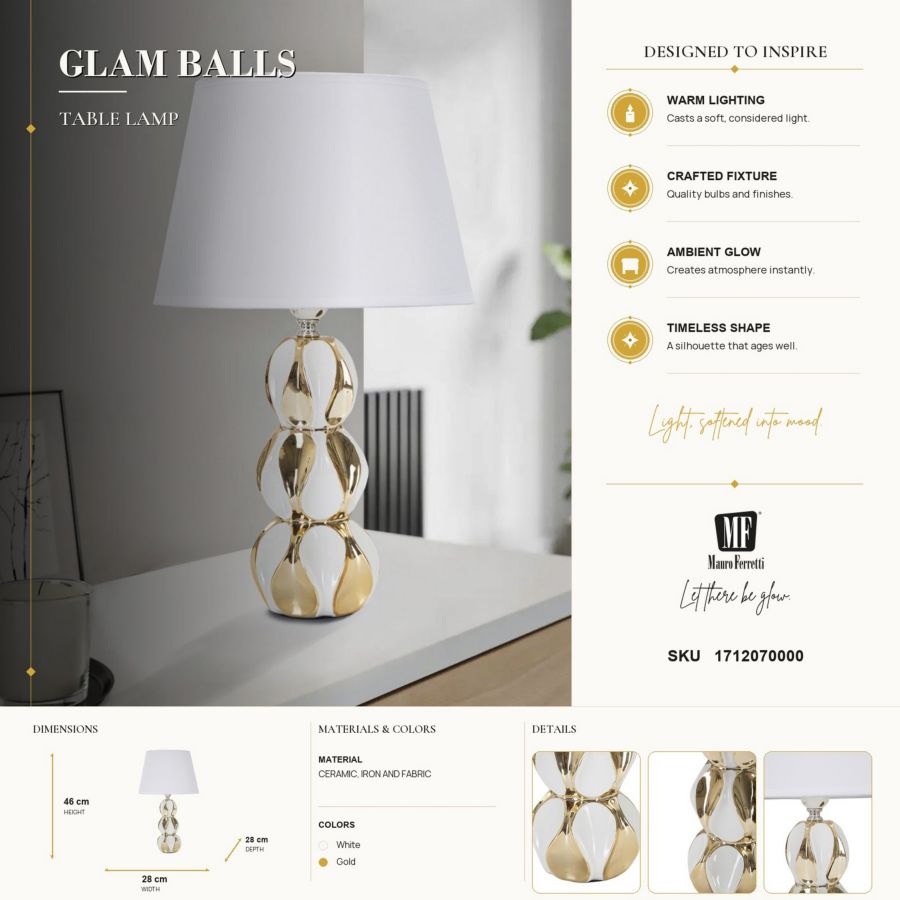 LAMPADA DA TAVOLO GLAM BALLS CM Ø 28X46 MIN 2 - immagine 7