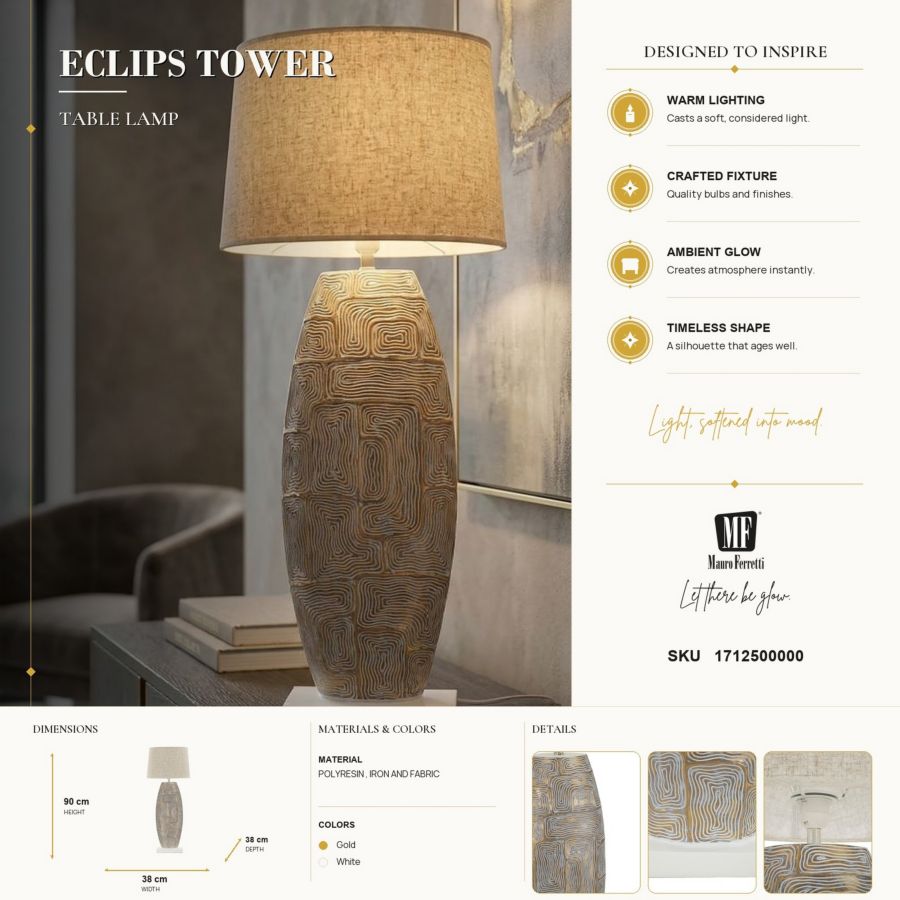 LAMPADA DA TAVOLO RESINA ECLIPS TOWER CM Ø 38X90 - immagine 8