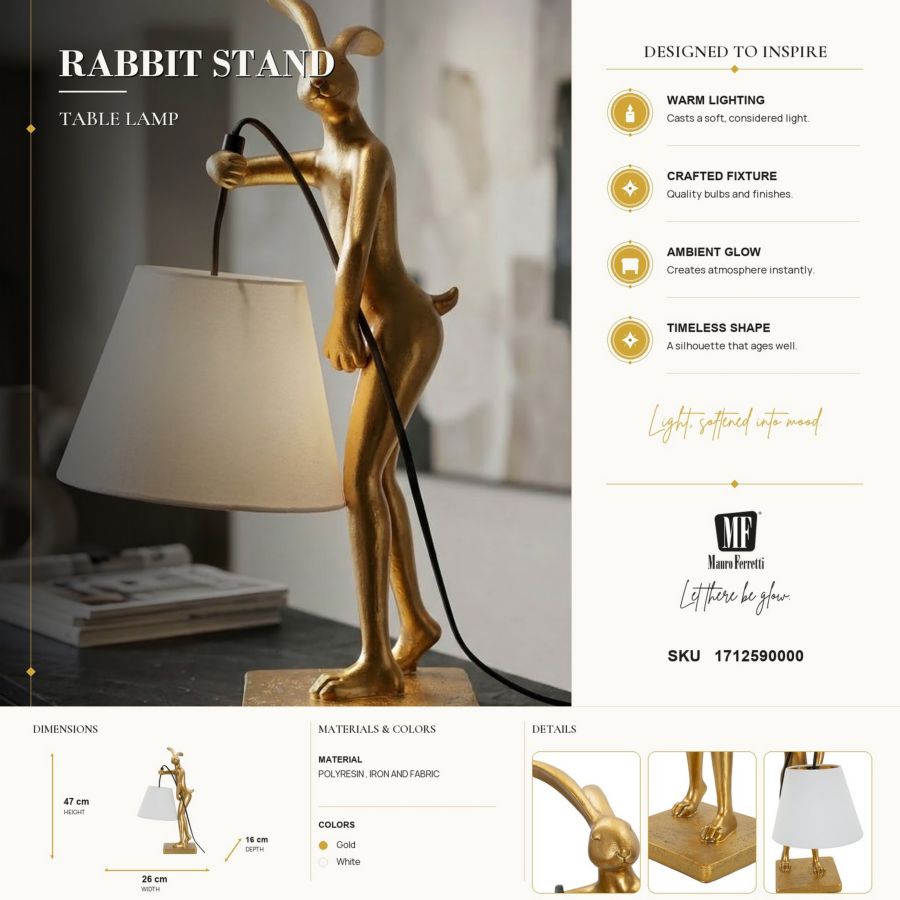 LAMPADA DA TAVOLO RABBIT STAND CM 26X16X47 - immagine 8