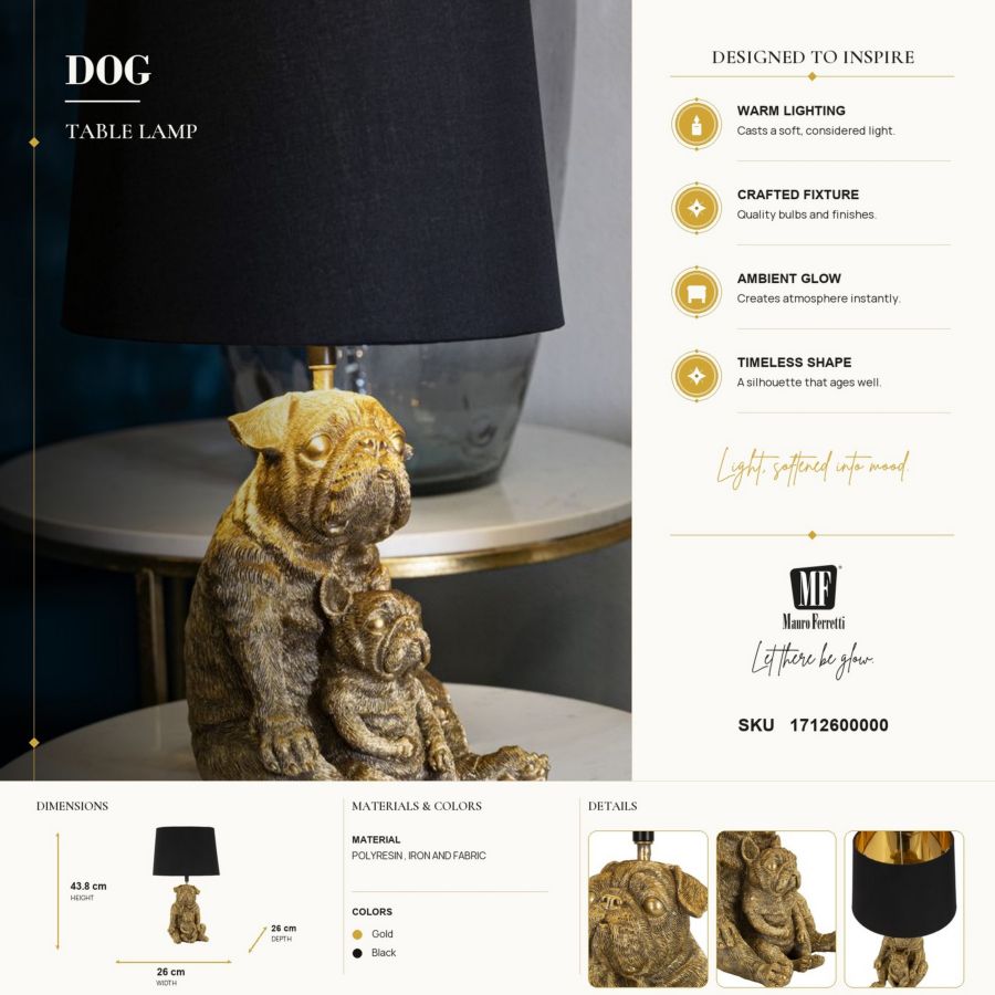 LAMPADA DA TAVOLO DOG CM Ø 26X43,8 - immagine 8